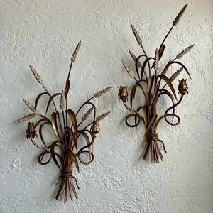 Pair of 1950s Italian Wheat Sheaf Sconces